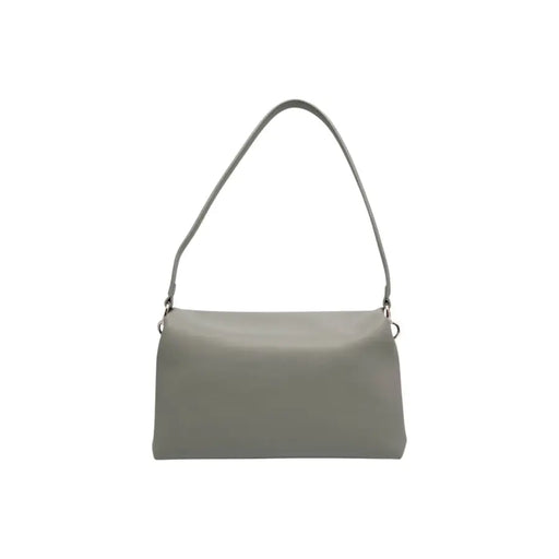 Light grey rectangular shoulder bag with a single strap and inside pocket by Tommy Hilfiger