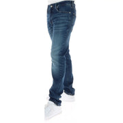 Tommy Hilfiger Jean pour homme en denim bleu foncé, coupe slim et délavage subtil, vue de face