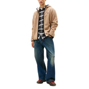 Men’s tan sherpa fleece zip-up hoodie from Tommy Hilfiger Jeans with hood and turtleneck