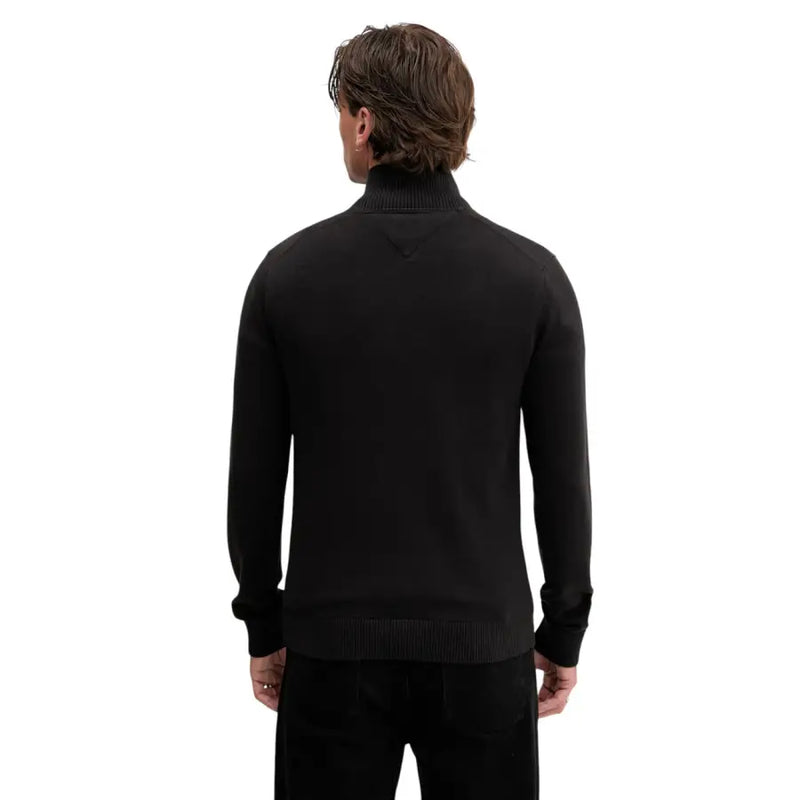 Pull en maille noire Tommy Hilfiger Jeans pour homme, avec poignets et ourlet côtelés, 100 % coton.
