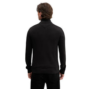 Black tommy hilfiger jeans men knitwear sweater with ribbed cuffs and hem made from 100 percent cotton