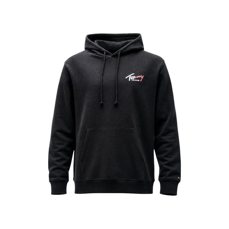 Sweat à capuche noir Tommy Hilfiger Jeans pour homme en coton biologique avec logo brodé discret sur la poitrine