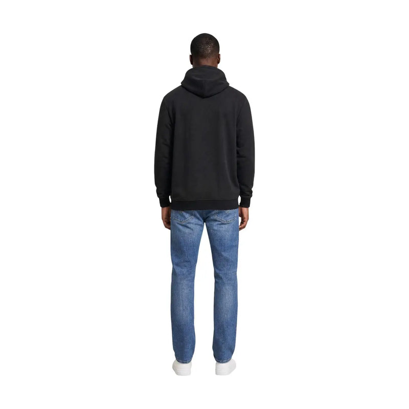 Tommy Hilfiger Jeans men black organic cotton hoodie with classic minimalist design and hooded sweatshirt style