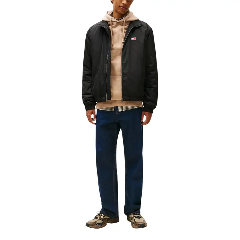 Tommy Hilfiger Blazer noir en polyester pour homme, zippé, avec petit logo brodé sur la poitrine gauche.