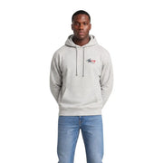 Tommy Hilfiger Jeans men grey organic cotton hoodie with small embroidered logo and matching drawstrings on chest
