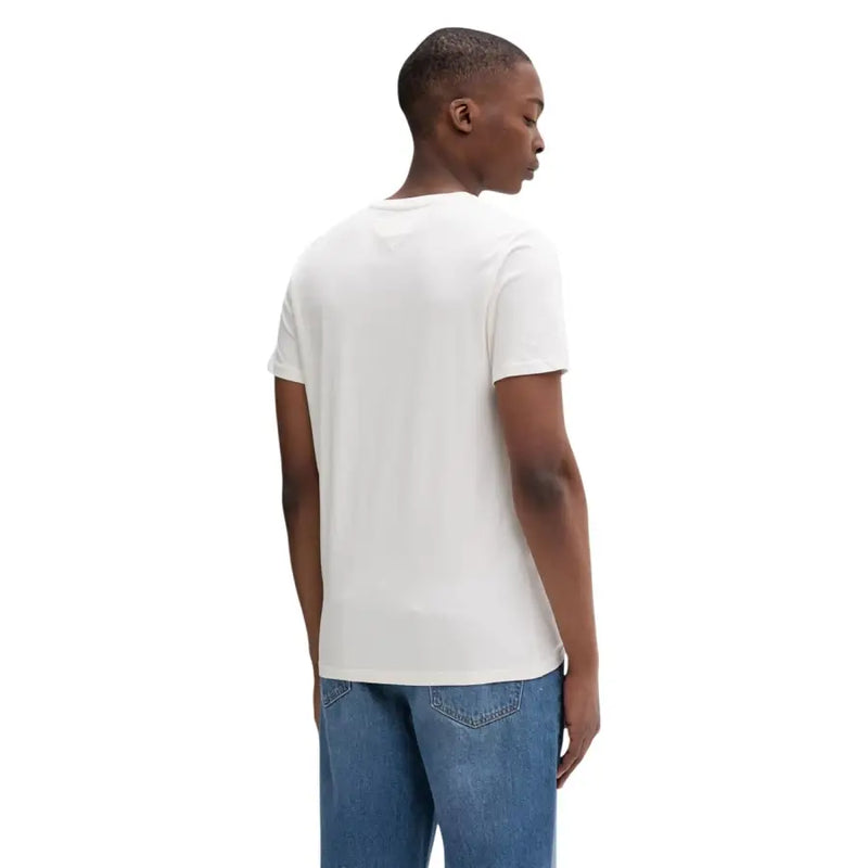 Tommy Hilfiger Jeans T-shirt homme slim beige en coton, col rond et manches courtes