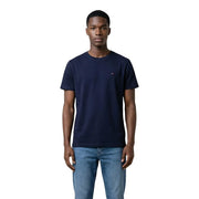 Navy blue Tommy Hilfiger Jeans men t-shirt with crew neck and small logo on left chest for casual wear