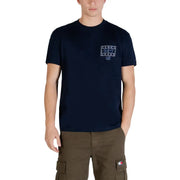 T-shirt homme bleu marine Tommy Hilfiger Jeans en coton biologique avec logo rectangulaire blanc sur la poitrine