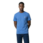 Tommy Hilfiger T-shirt homme en coton bio bleu jean avec petit logo brodé sur la poitrine et la manche