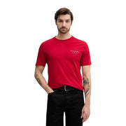 T-shirt rouge Tommy Hilfiger en coton à manches courtes t-shirt avec un petit logo sur la poitrine gauche pour hommes, style col rond marron