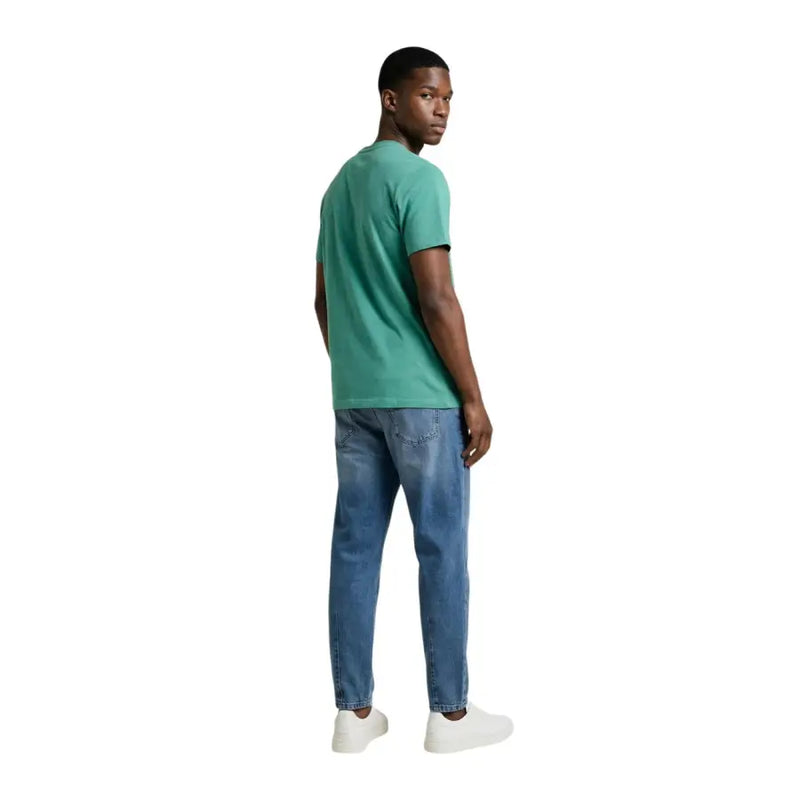 Tommy Hilfiger Jeans hommes t-shirt en tissu de coton doux à manches courtes et col rond bleu sarcelle