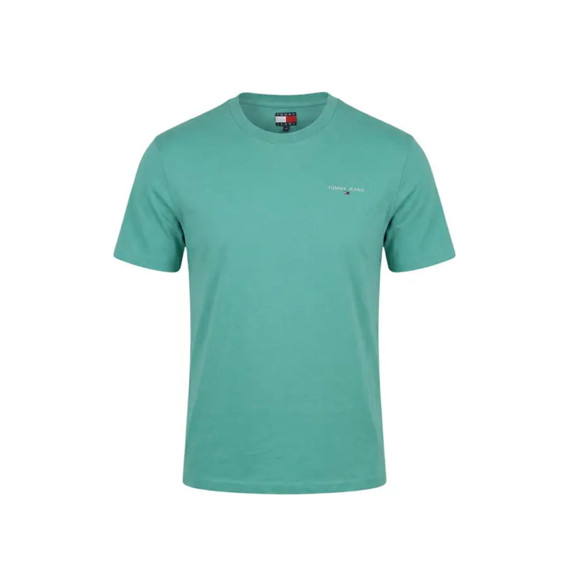Jeans Tommy Hilfiger bleu sarcelle pour hommes t-shirt avec manches courtes, logo brodé et col rond classique