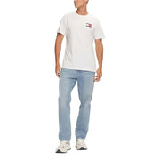 Tommy Hilfiger Jeans hommes t-shirt en coton blanc avec un petit logo sur la poitrine gauche