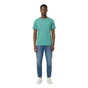 Tommy Hilfiger Jeans hommes t-shirt T-shirt en coton bleu sarcelle à manches courtes et logo brodé discret sur la poitrine gauche