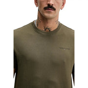 Tommy Hilfiger Jeans olive green crewneck t-shirt with subtle embroidered logo on chest for men