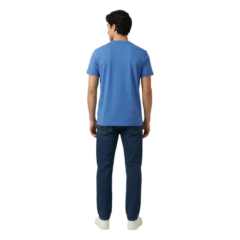 Tommy Hilfiger Jeans T-shirt homme bleu clair uni à manches courtes et col rond en coton biologique