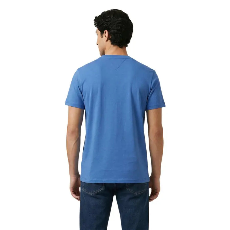T-shirt homme Tommy Hilfiger Jeans bleu, manches courtes et col rond, en coton biologique bleu clair