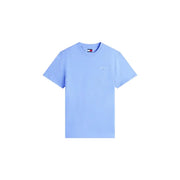 T-shirt homme Tommy Hilfiger Jeans bleu clair en coton biologique, manches courtes et logo discret brodé sur la poitrine