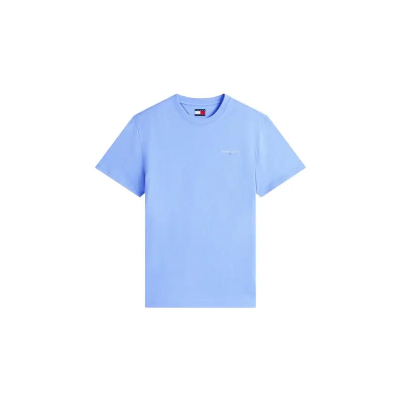 T-shirt homme Tommy Hilfiger Jeans bleu clair en coton biologique, manches courtes et logo discret brodé sur la poitrine