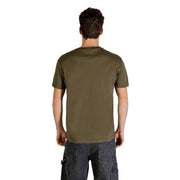 Olive green short-sleeved cotton crew neck t-shirt for men by tommy hilfiger jeans