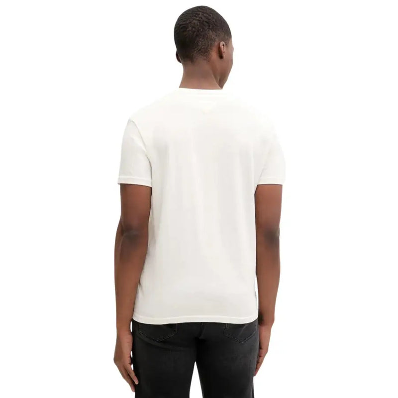 T-shirt blanc à col rond et manches courtes t-shirt en coton biologique par Tommy Hilfiger Jeans pour hommes en taille S