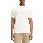 Off-white Tommy Hilfiger Jeans hommes t-shirt avec un logo noir discret imprimé sur la poitrine en matière de coton