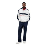 Tommy Hilfiger Veste de survêtement homme en coton biologique blanc et bleu marine avec détails rouges