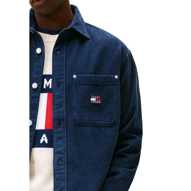Men’s navy blue corduroy overshirt with chest pocket from Tommy Hilfiger Jeans