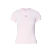 Rose tendre Tommy Hilfiger manches courtes femme t-shirt avec logo brodé