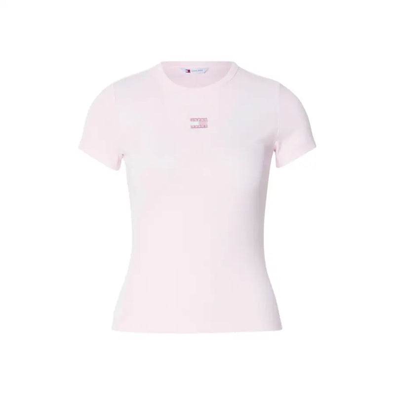 Rose tendre Tommy Hilfiger manches courtes femme t-shirt avec logo brodé