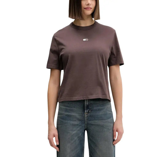 Tommy Hilfiger short court en coton bio bleu pour femme t-shirt avec logo blanc