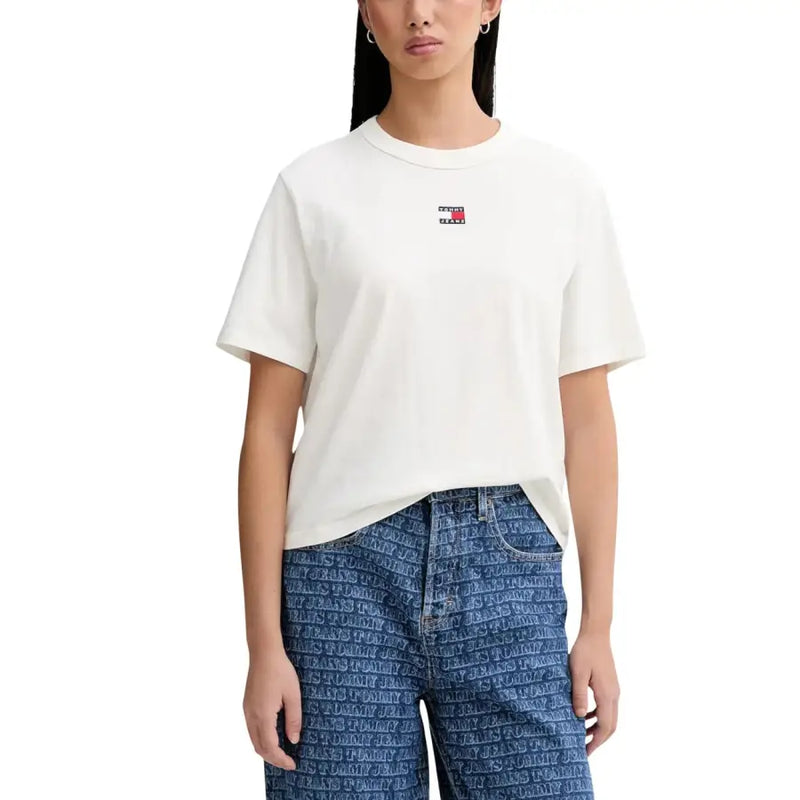 Tommy Hilfiger coton biologique bleu pour femme t-shirt avec logo brodé