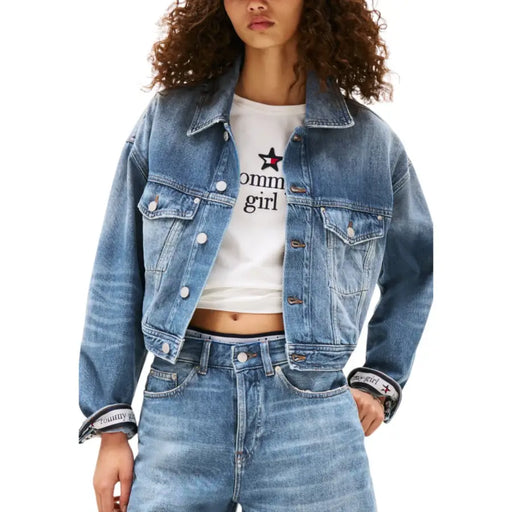 Blue denim relaxed fit blazer from Tommy Hilfiger Jeans Women for fall and winter wear