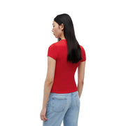 Tommy Hilfiger Jeans women red organic cotton fitted short-sleeved t shirt front view