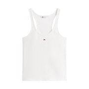 Débardeur blanc Tommy Hilfiger pour femme top avec des bretelles en coton ornées d'un petit logo sur la poitrine pour une tenue décontractée