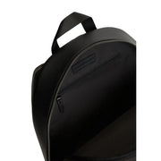 Tommy Hilfiger Sac à dos en cuir TH Foundation pour homme, en nylon noir avec surpiqûres discrètes (vue de face)