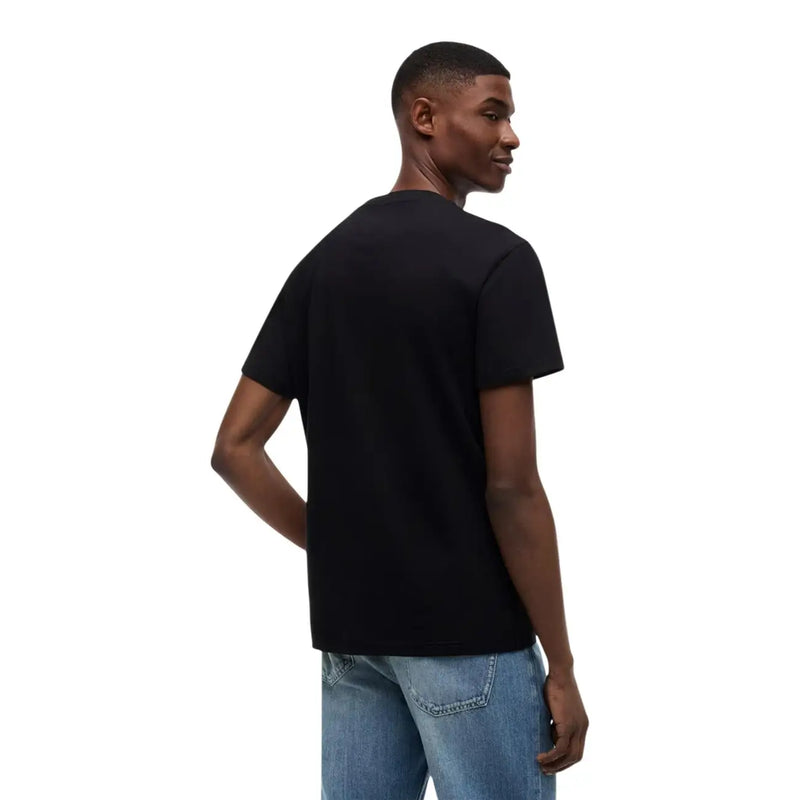 Tommy Hilfiger T-shirt noir en coton à manches courtes pour homme, col rond, vue de face