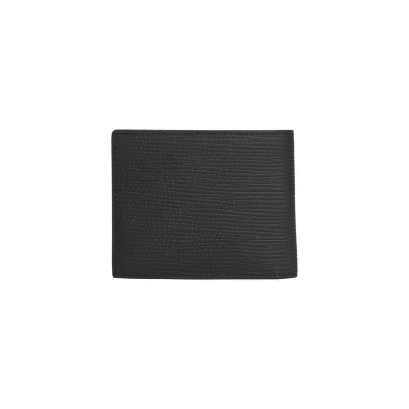 Tommy Hilfiger men black leather business wallet with subtle uniform grain texture across its surface