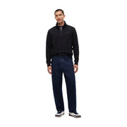 Tommy Hilfiger Pull-over noir en coton biologique pour homme, à demi-zip, avec logo discret sur la poitrine, idéal pour une tenue décontractée.