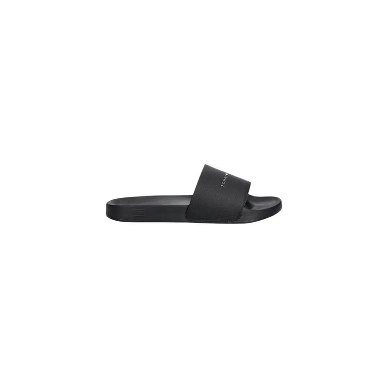 Tommy Hilfiger Sandales à enfiler noires pour homme en polyuréthane, avec bride texturée et logo discret, pointure 41.