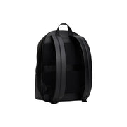 Tommy Hilfiger Sac à dos homme en cuir noir avec empiècements en filet et bretelles réglables, 30 x 42 x 14 cm