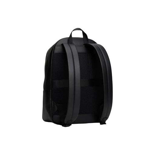 Tommy Hilfiger Sac à dos homme en cuir noir avec empiècements en filet et bretelles réglables, 30 x 42 x 14 cm