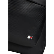 Housse pour ordinateur portable en tissu texturé noir avec petit écusson logo Tommy Hilfiger pour homme, poches de sac à dos, 30 x 42 x 14 cm