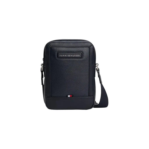 Sac bandoulière en cuir noir texturé avec Tommy Hilfiger Plaque logo et emblème drapeau, style mini reporter de 20 cm