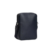 Sac bandoulière en cuir noir texturé avec fermeture éclair argentée et bandoulière réglable, modèle Tommy Hilfiger pour homme, bleu Central Mini Reporter, 20 cm.