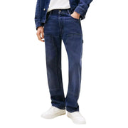 Tommy Hilfiger Jean homme en coton biologique bleu foncé, avec poches plaquées renforcées et coupe droite (vue de dos)