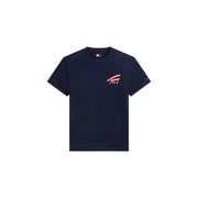 bleu marine Tommy Hilfiger T-shirt homme à manches courtes en coton biologique avec logo rouge, blanc et bleu marine brodé sur la poitrine gauche