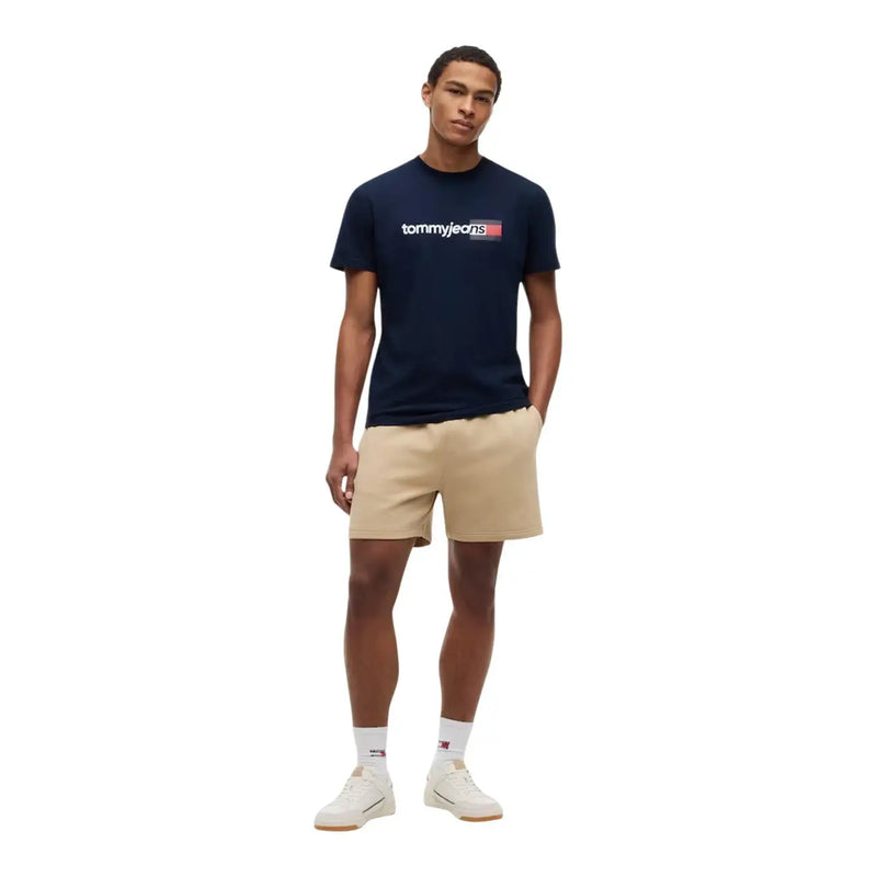 Tommy Hilfiger homme bleu marine t-shirt Confectionné en coton biologique avec un logo blanc et rouge sur la poitrine