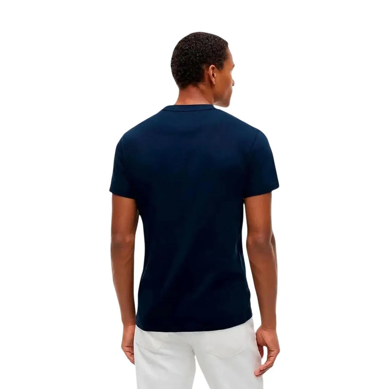 Tommy Hilfiger T-shirt homme en coton biologique bleu marine, col rond classique et manches courtes.