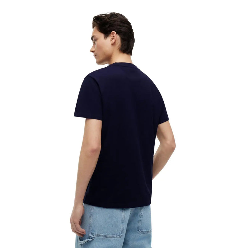 Tommy Hilfiger T-shirt homme bleu à manches courtes en coton biologique, orné d'un motif décontracté bleu marine